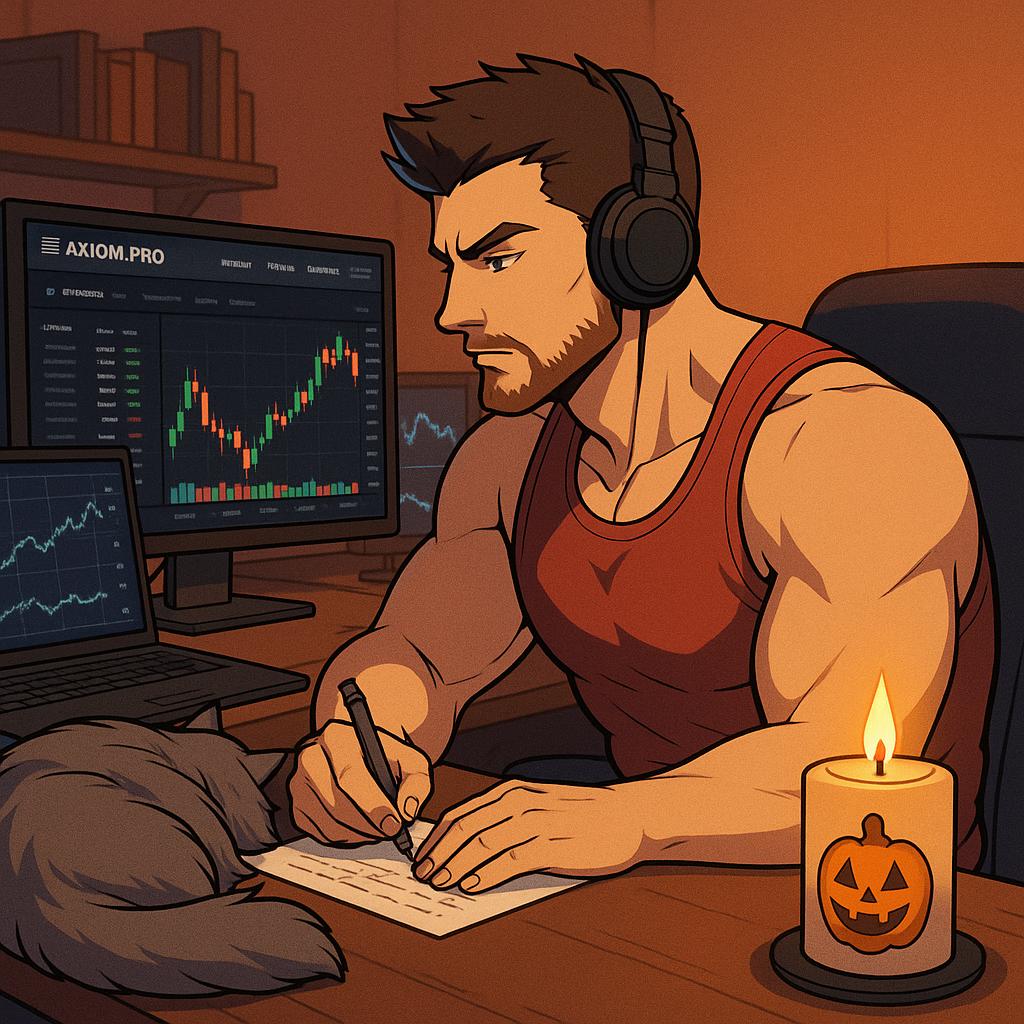 Monitors with charts in warm night room